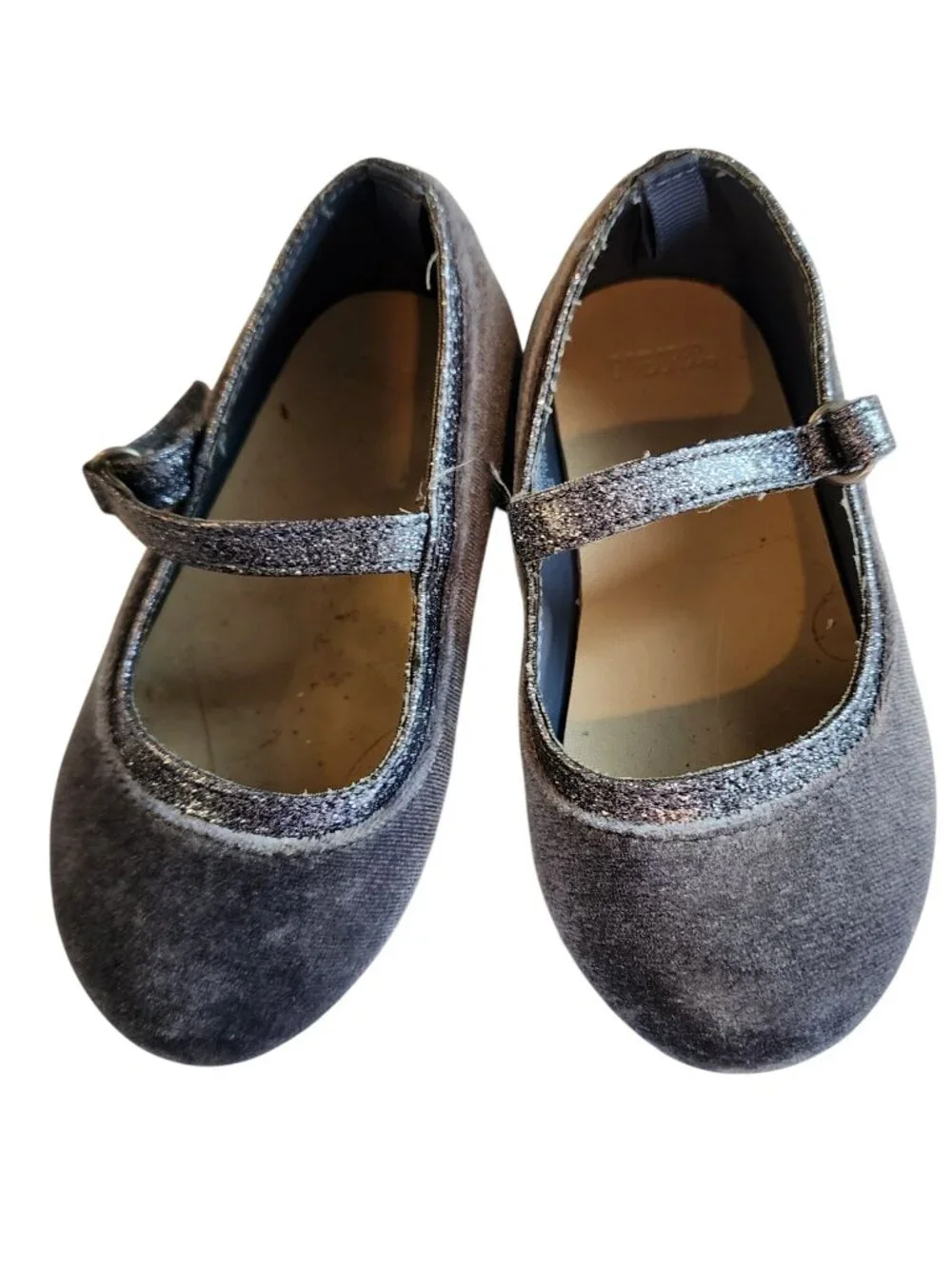Gymboree Winter Star Gray Velvet Flats Mary Janes Girls size 6